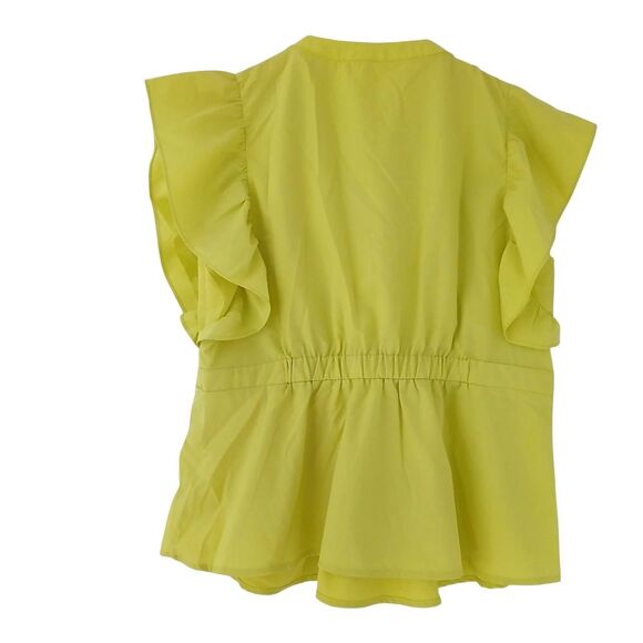 Sunshine + Sky Top Flutter Sleeves Ruffled Tie Front Cinched Waist Lightweight - Picture 4 of 4